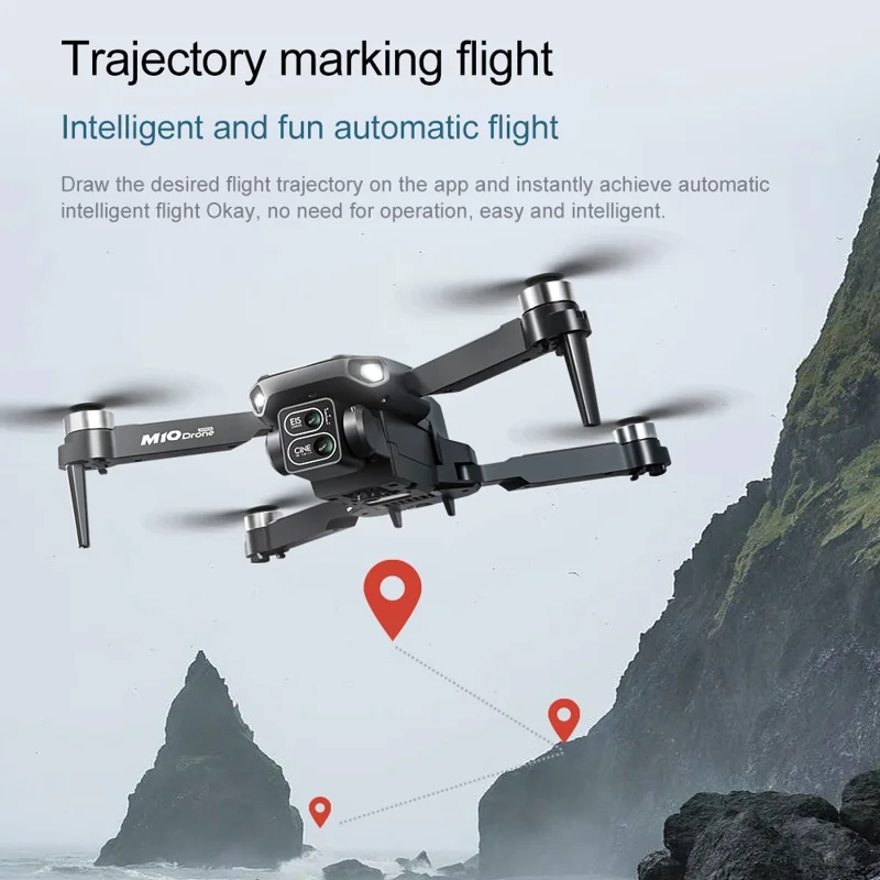 M10 Brushless Motor Foldable Drone Aerial Photography HD Camera Optical Flow Positioning Aircraft, with Dual Battery - Black
