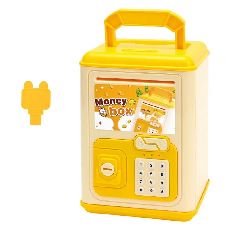 WF990-17 Creative ATM Money Saving Box for Kids Electronic Automatic Bill Rolling Piggy Bank with Password and Key - Yellow