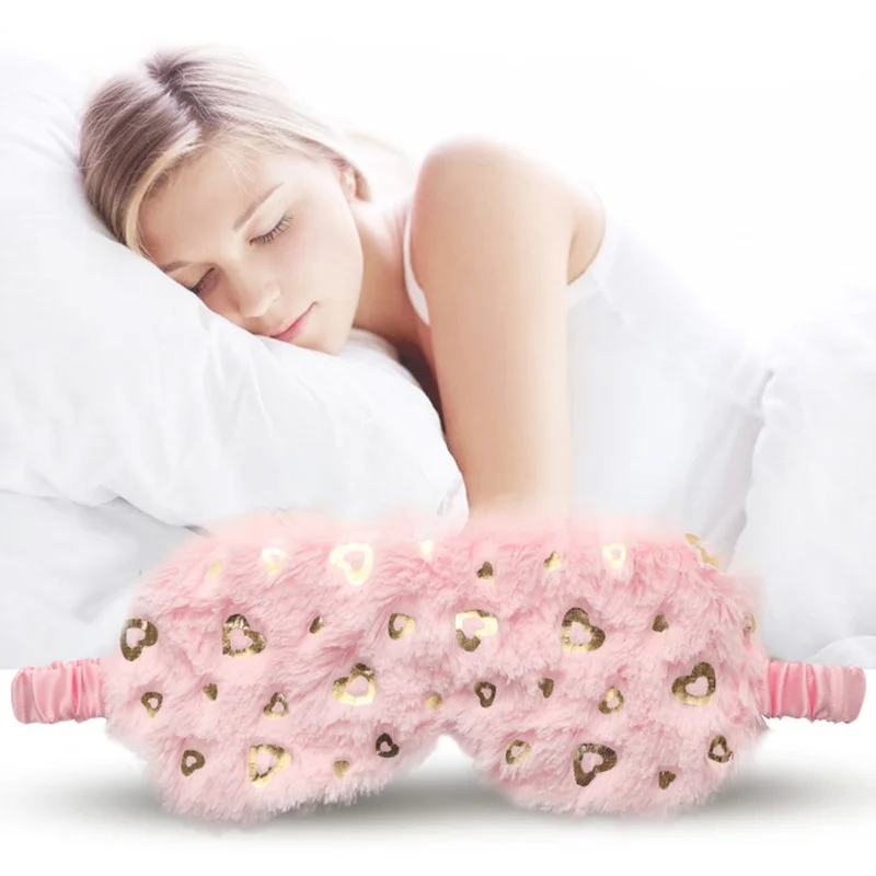 Plush Eye Mask Imitated Silk Sleeping Mask Soft Fluffy Travel Eye Cover for Sleeping - White Flower