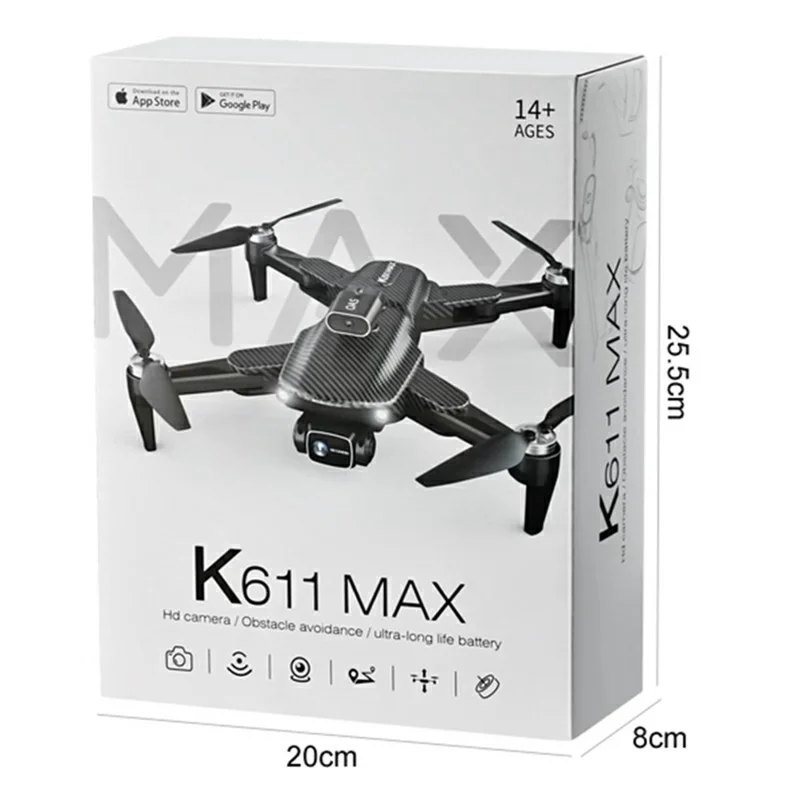K611 MAX 4K HD Aerial Photography Foldable Quadcopter Obstacle Avoidance Carbon Fiber Texture Drone, 1 Battery