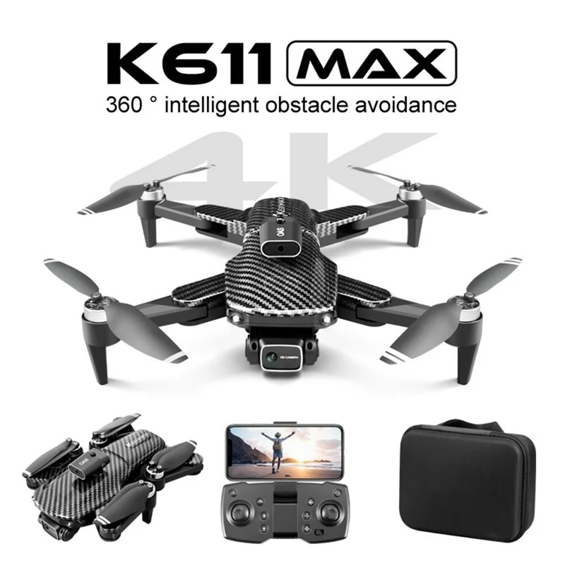 K611 MAX 4K HD Aerial Photography Foldable Quadcopter Obstacle Avoidance Carbon Fiber Texture Drone, 1 Battery
