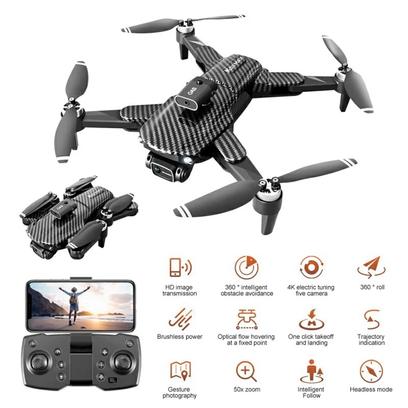 K611 MAX 4K HD Aerial Photography Foldable Quadcopter Obstacle Avoidance Carbon Fiber Texture Drone, 1 Battery