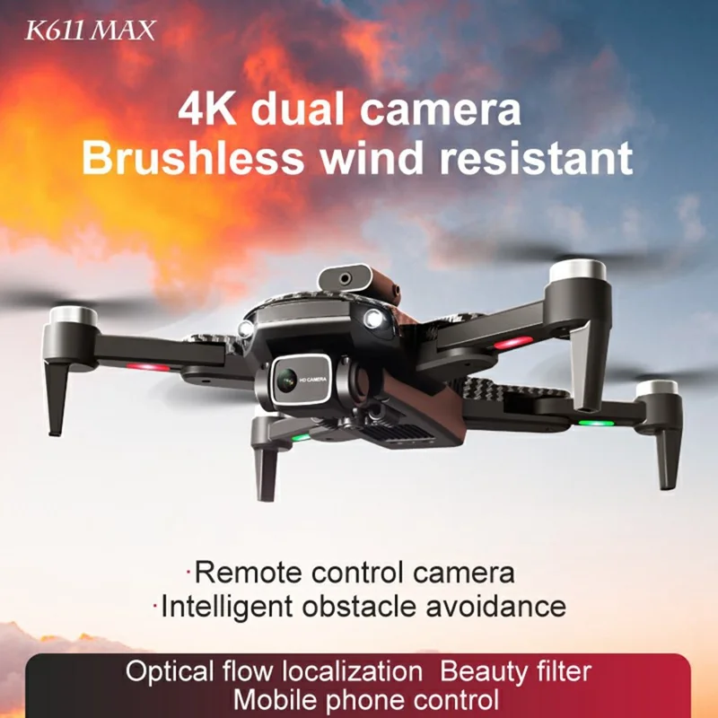 K611 MAX 4K HD Aerial Photography Foldable Quadcopter Obstacle Avoidance Carbon Fiber Texture Drone, 1 Battery