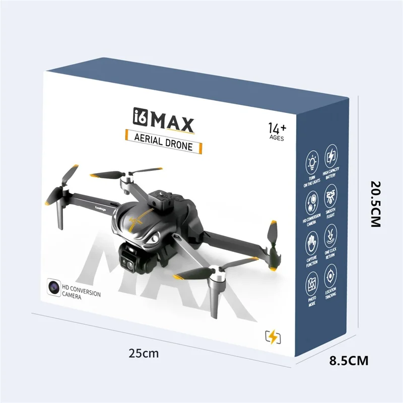 i6 MAX HD Drone de Photographie Aérienne avec Vision Nocturne, Quadricoptère sans Balais avec Évitement d'Obstacles, 1 Batterie