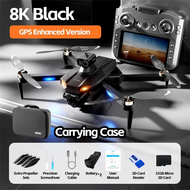 4DRC 4D-M7 Drone per Fotografia Aerea con GPS, Motore Brushless e Rilevamento Ostacoli, Aereo RC con Doppia Batteria - Nero