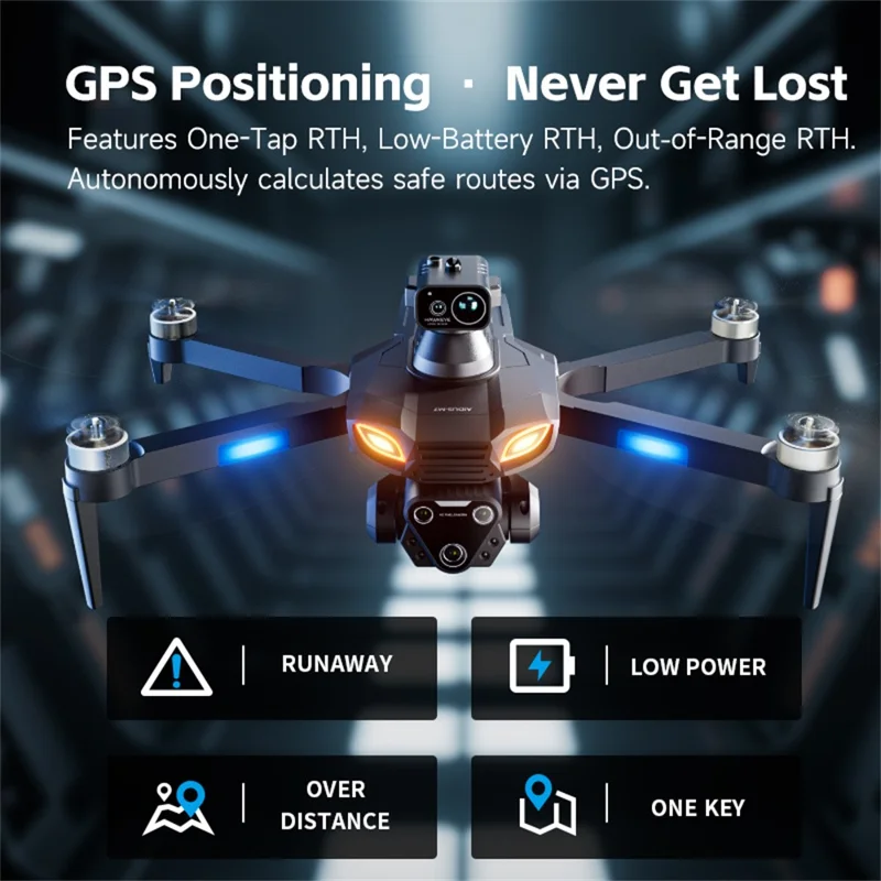 4DRC 4D-M7 Drone per Fotografia Aerea con GPS, Motore Brushless e Rilevamento Ostacoli, Aereo RC con Doppia Batteria - Nero