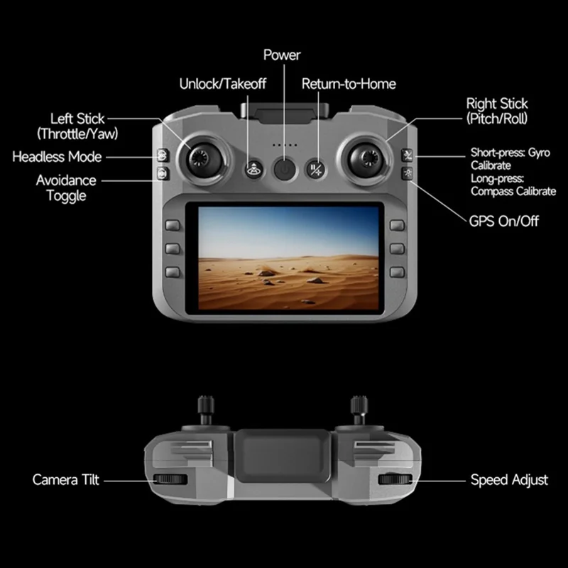 4DRC 4D-M7 Drone per Fotografia Aerea con GPS, Motore Brushless e Rilevamento Ostacoli, Aereo RC con Doppia Batteria - Nero