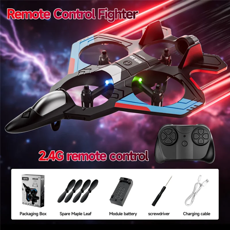 4DRC 4D-V50 Drop Resistant 360 Degree Stunt Roll RC Fighter Jet Aircraft without Camera, Single Battery