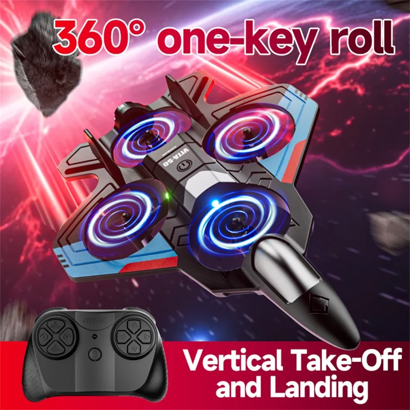 4DRC 4D-V50 Drop Resistant 360 Degree Stunt Roll RC Fighter Jet Aircraft without Camera, 3 Batteries