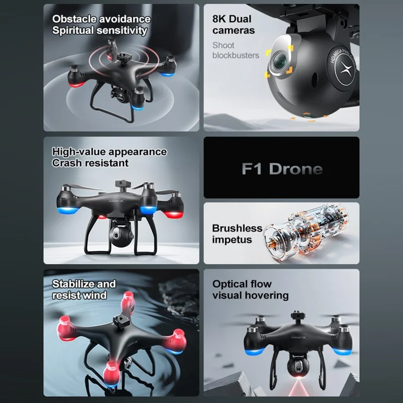 4DRC 4D-F1 HD Camera Obstacle Avoidance Optical Flow Positioning Remote Control Aircraft with Dual Battery