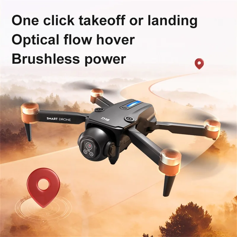D18 Brushless Quadcopter Obstacle Avoidance Drone 4K Camera WiFi FPV RC Aircraft, Single Battery - Black