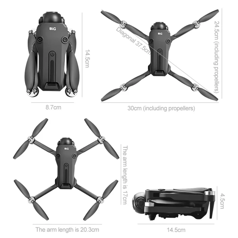 D18 Brushless Quadcopter Obstacle Avoidance Drone 4K Camera WiFi FPV RC Aircraft, 3 Batteries - Black