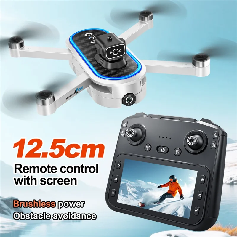 S186 Foldable Drone Dual HD Camera Obstacle Avoidance Optical Flow Positioning Aircraft with Screen Remote Control, 1 Battery - Black