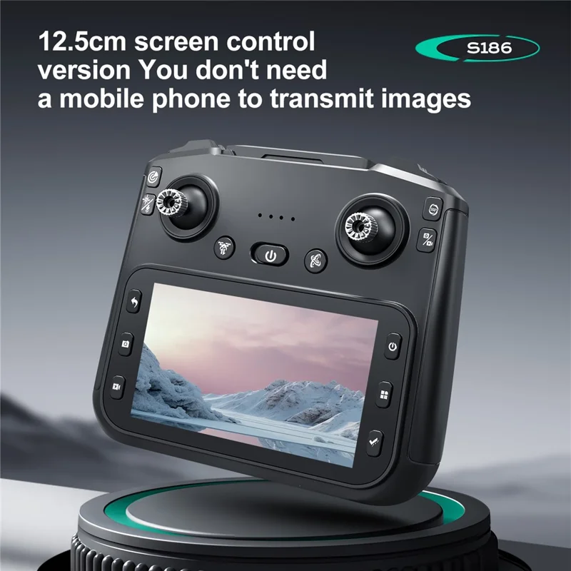 S186 Foldable Drone Dual HD Camera Obstacle Avoidance Optical Flow Positioning Aircraft with Screen Remote Control, 3 Batteries - Black