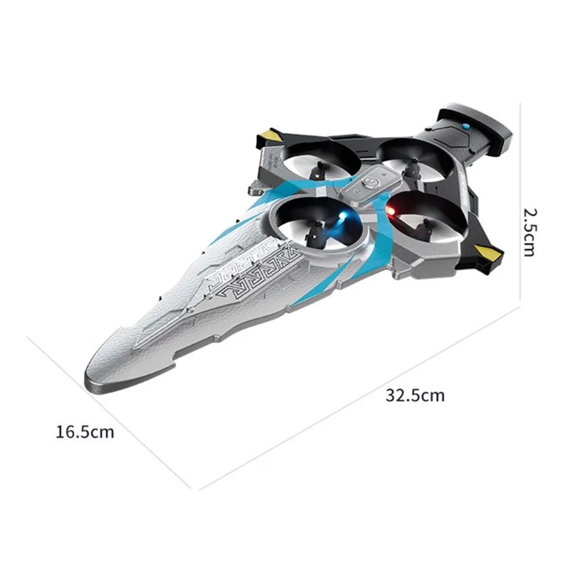 4DRC 4D-V55 4 Motors Remote Control Flying Sword Aircraft with Cool LED Light, No Camera (Dual Battery) - Silver