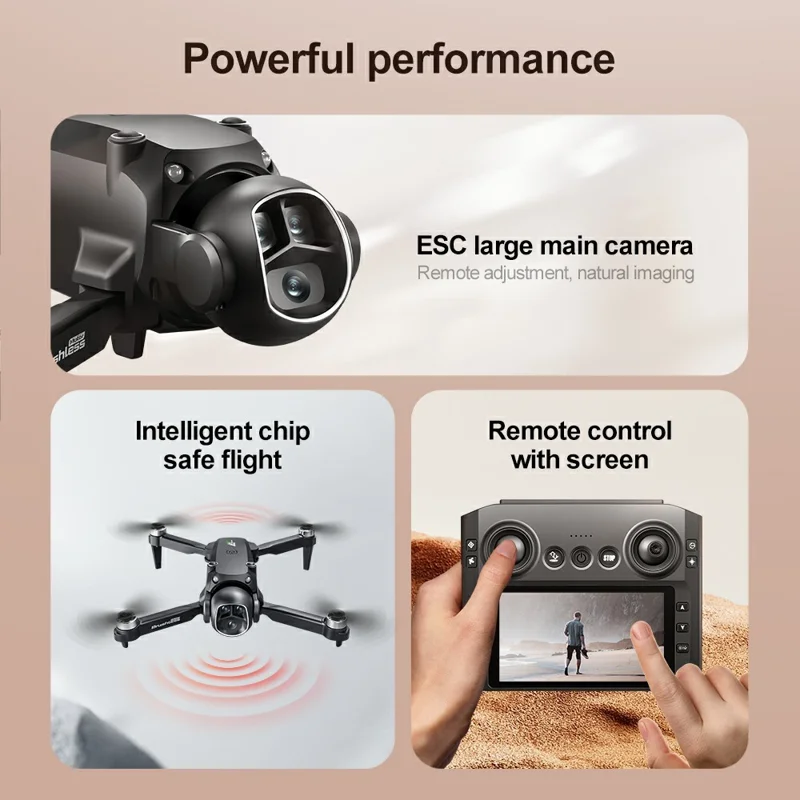 M7 Optischer Strömungssensor Positionierung Dual-Kamera Faltbarer Bürstenloser FPV-Drohne mit 4,3 Zoll Bildschirm Fernbedienung, Drei Batterien
