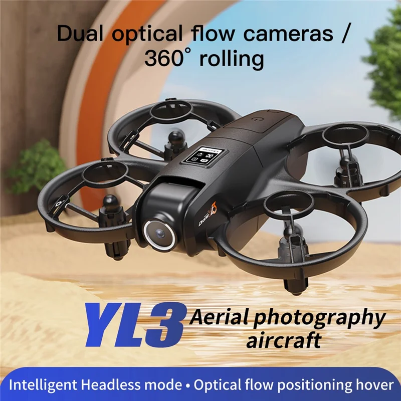 YL3 RC Drohne mit HD-Kamera Luftbildfotografie Fluggerät mit Bildschirm-Fernsteuerung / 8 GB Speicher / Einzelakku - Schwarz