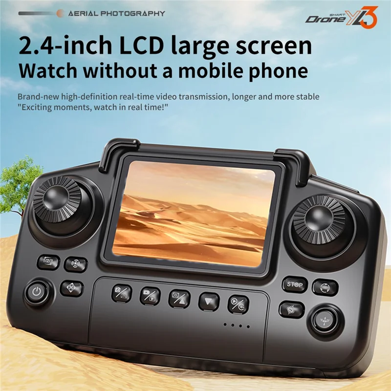 YL3 RC Drohne mit HD-Kamera Luftbildfotografie Fluggerät mit Bildschirm-Fernsteuerung / 8 GB Speicher / Einzelakku - Schwarz