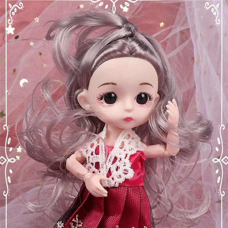 3Pcs / Set 6-inch Plastic Simulation Doll Joint Movable Cartoon Princess Dolls Girls Children Toy