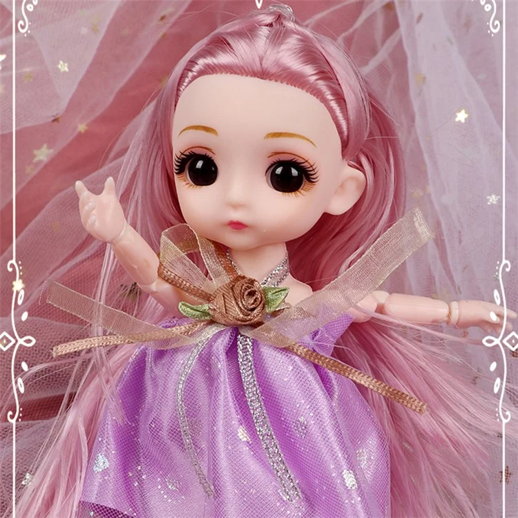 3Pcs / Set 6-inch Plastic Simulation Doll Joint Movable Cartoon Princess Dolls Girls Children Toy