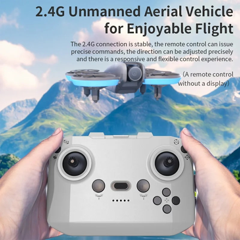 E69 Mini RC Drone Optical Flow Aerial Photography FPV Aircraft with Screen Controller, 2 Battery