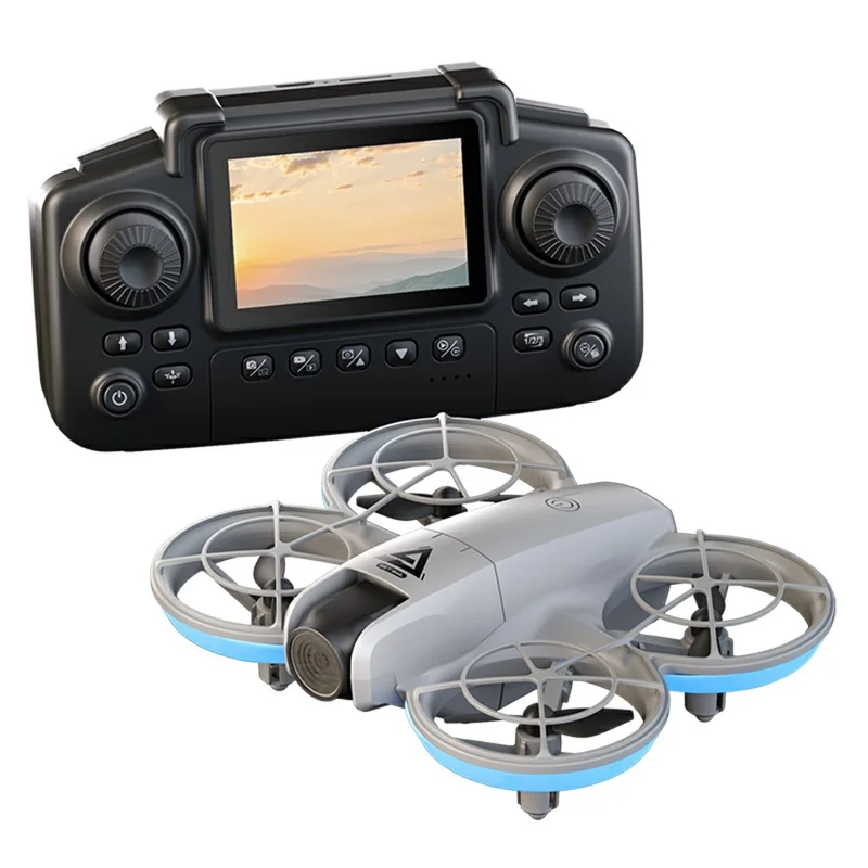 E69 Mini RC Drone Optical Flow Aerial Photography FPV Aircraft with Screen Controller, 2 Battery