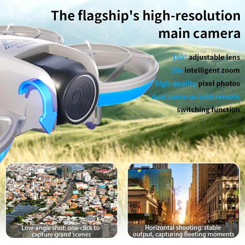 E69 Mini RC Drone Optical Flow Aerial Photography FPV Aircraft with Screen Controller, 2 Battery