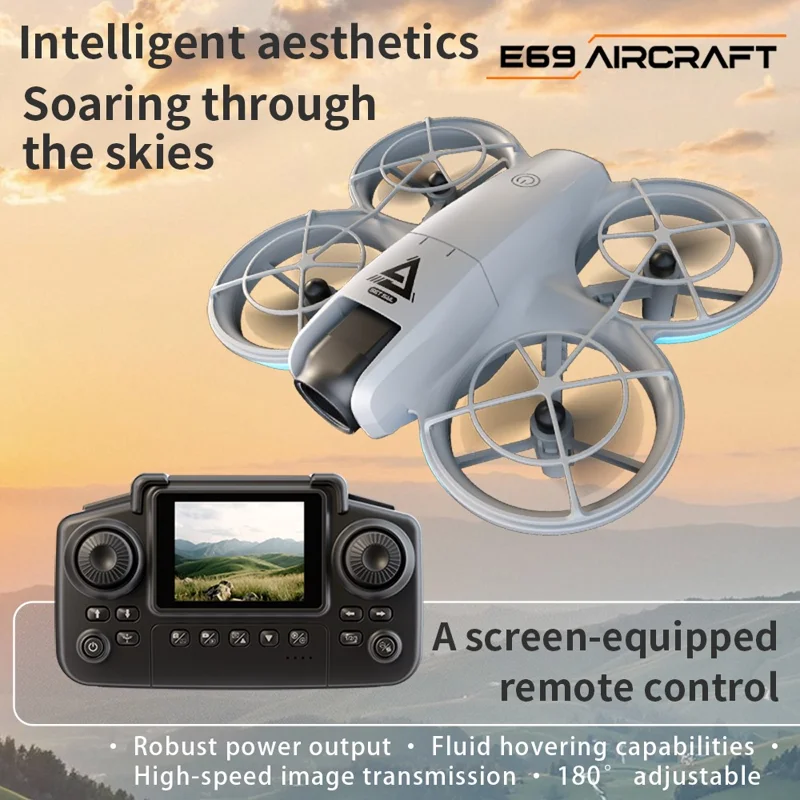 E69 Mini RC Drone Optical Flow Aerial Photography FPV Aircraft with Screen Controller, 3 Battery