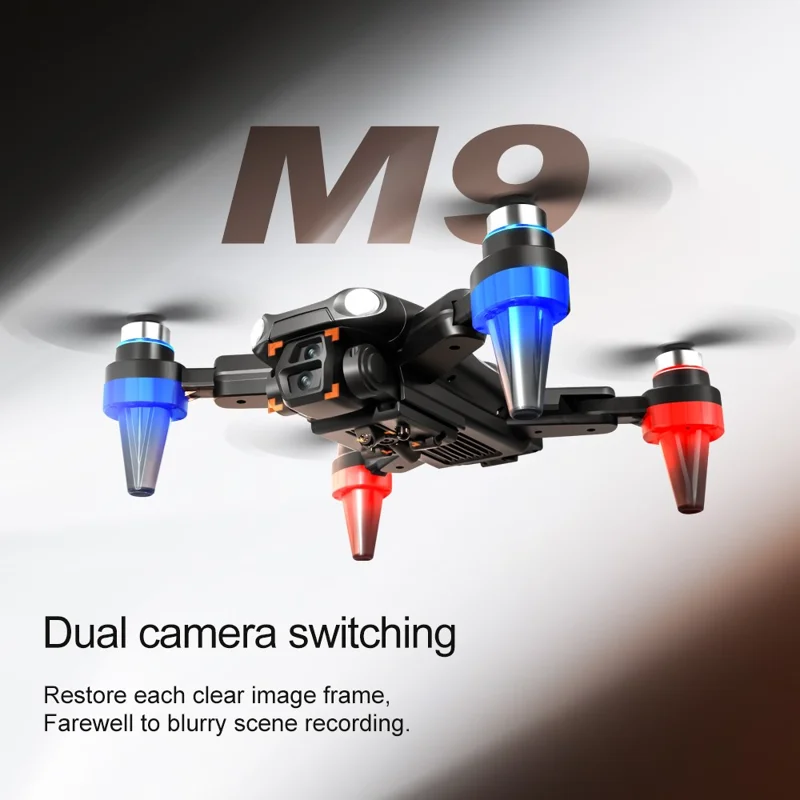 Drone FPV à moteur brushless M9 avec flux optique, évitement d'obstacles, double caméra HD, quadricoptère pliable avec contrôleur à écran, 1 batterie
