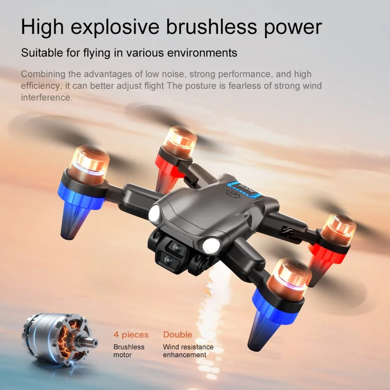 Moteur sans balai M9 Drone FPV Capteur de flux optique Évitement d'obstacles Caméra HD double Quadricoptère pliable avec écran et contrôleur, 2 batteries