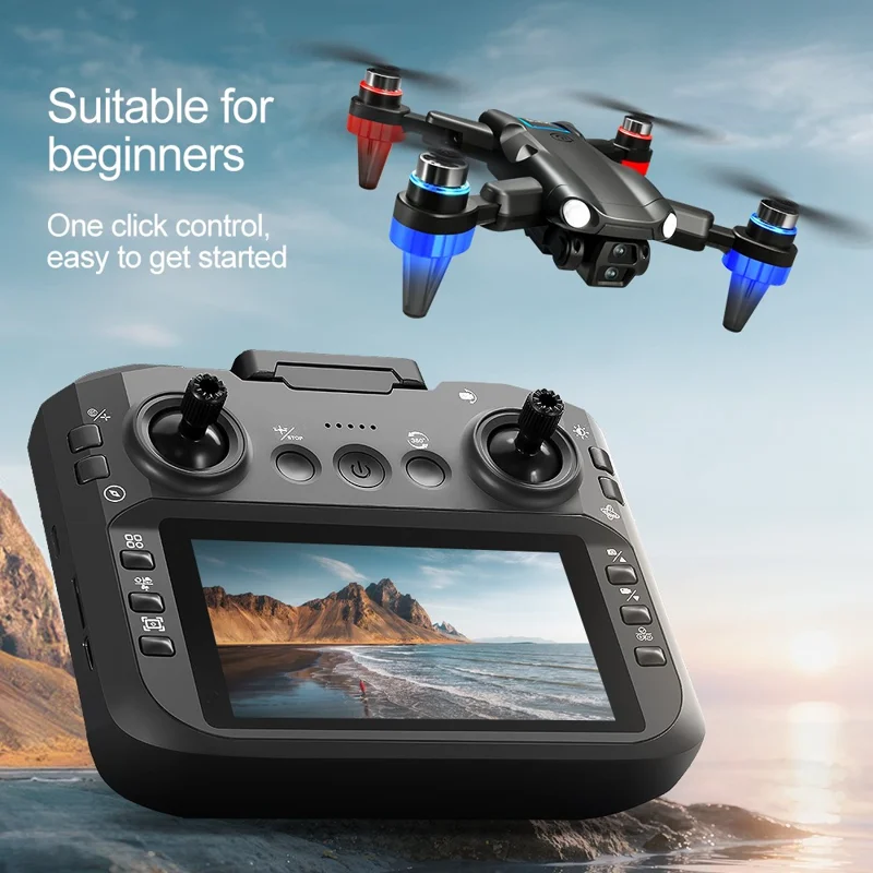 Moteur sans balai M9 Drone FPV Capteur de flux optique Évitement d'obstacles Caméra HD double Quadricoptère pliable avec écran et contrôleur, 2 batteries