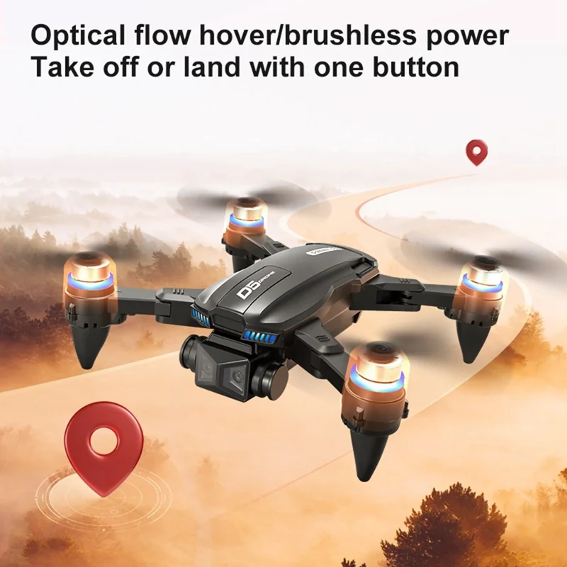 D5 HD Dron Cuadricóptero de Fotografía Aérea con Evitación de Obstáculos, Brushless, Controlador con Pantalla, 2 Baterías