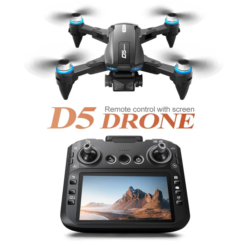 Cuadricóptero D5 HD Aerial Photography con Evitación de Obstáculos, Brushless, con Pantalla y Controlador, 3 Baterías