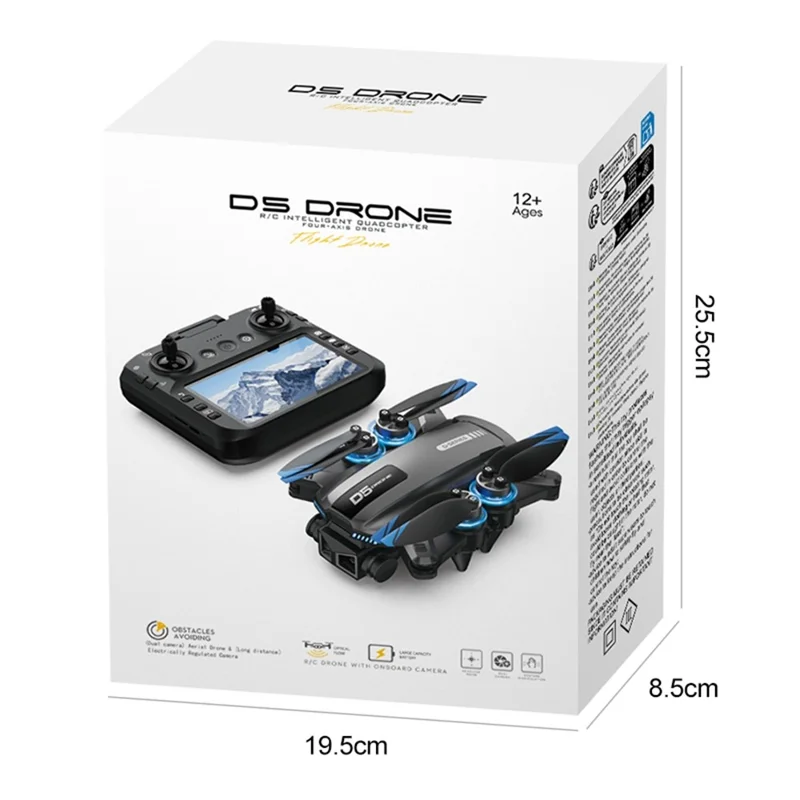 Cuadricóptero D5 HD Aerial Photography con Evitación de Obstáculos, Brushless, con Pantalla y Controlador, 3 Baterías