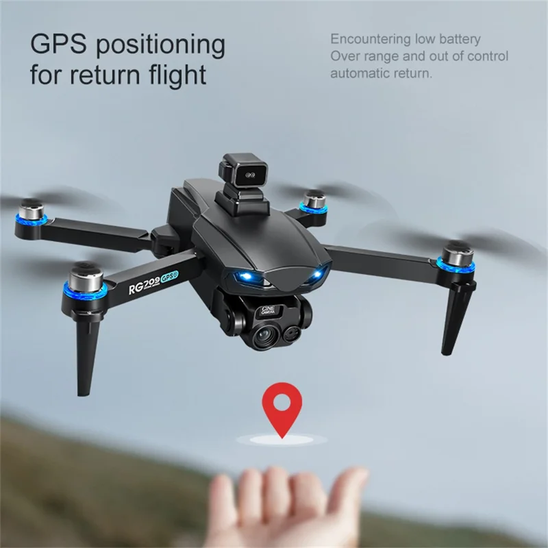 RG709Pro GPS Drone Laser Obstacle Avoidance Brushless Motor Aircraft with 4.5 Inch Screen Controller, 3 Batteries