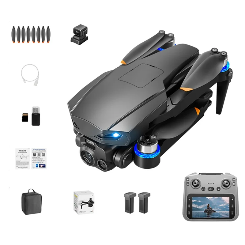 RG709Pro GPS Drone Laser Obstacle Avoidance Brushless Motor Aircraft with 4.5 Inch Screen Controller, 2 Batteries