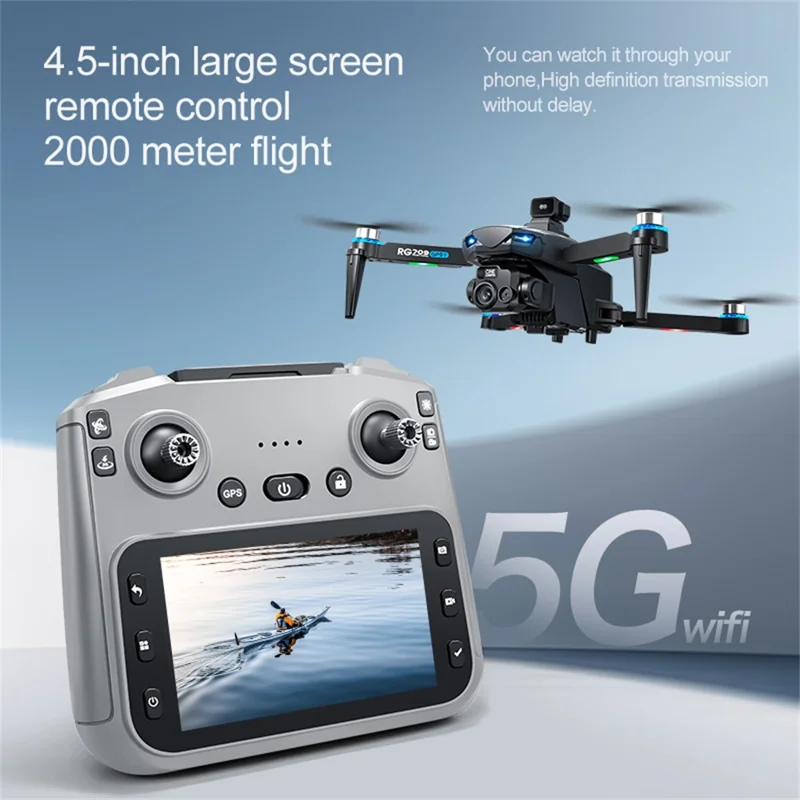 RG709Pro GPS Drone Laser Obstacle Avoidance Brushless Motor Aircraft with 4.5 Inch Screen Controller, 1 Battery