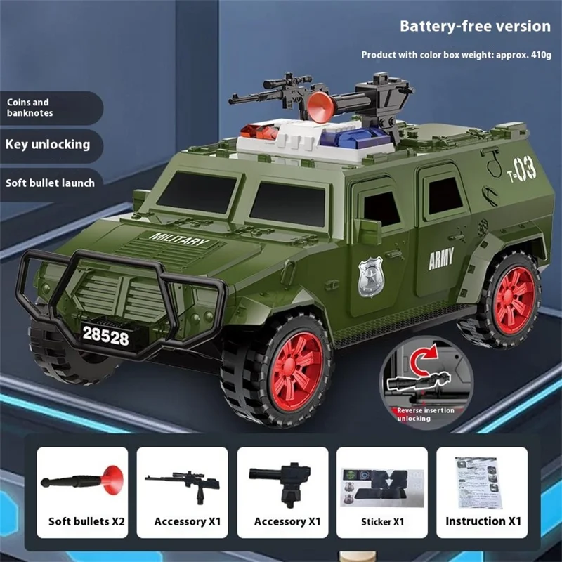 QY28528E Pengevogn Pengekasse til Børn med Manuelt Åbningsdør Sparebøsse Kreativ Tøjvognmodel til Drenge - Grøn