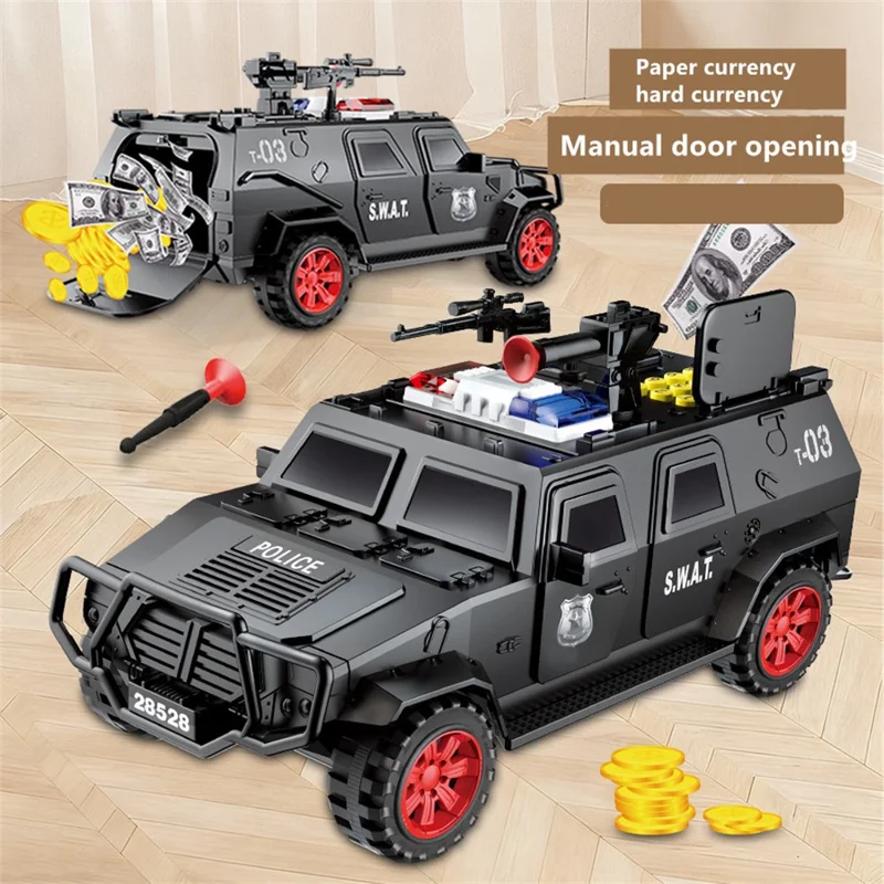 QY28528E Pengevogn Pengekasse til Børn med Manuelt Åbningsdør Sparebøsse Kreativ Tøjvognmodel til Drenge - Grøn