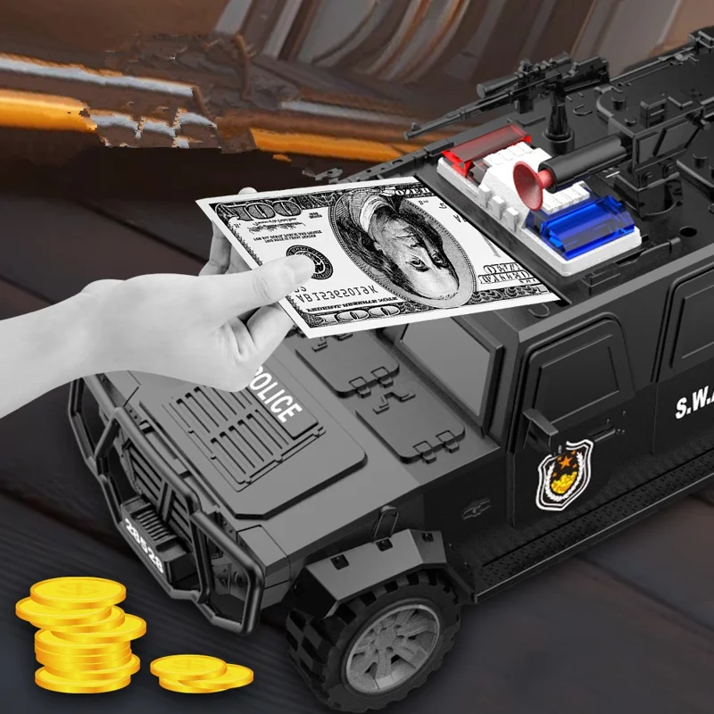 QY28528E Pengevogn Pengekasse til Børn med Manuelt Åbningsdør Sparebøsse Kreativ Tøjvognmodel til Drenge - Grøn