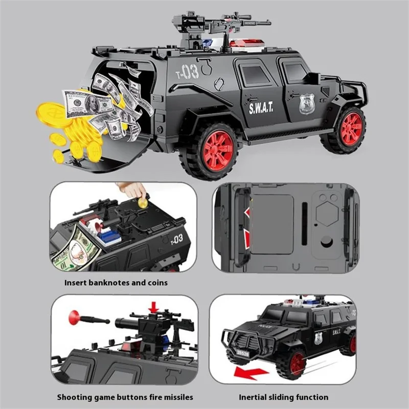 QY28528E Pengevogn Pengekasse til Børn med Manuelt Åbningsdør Sparebøsse Kreativ Tøjvognmodel til Drenge - Grøn