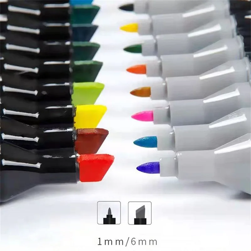 Dual Tip Marker Set 60 Colors Art Pens Drawing Markers for Students  /  Artists  /  Sketching  /  Illustration
