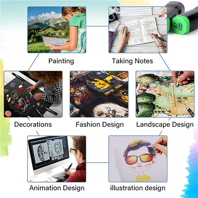 Dual Tip Marker Set 60 Colors Art Pens Drawing Markers for Students  /  Artists  /  Sketching  /  Illustration