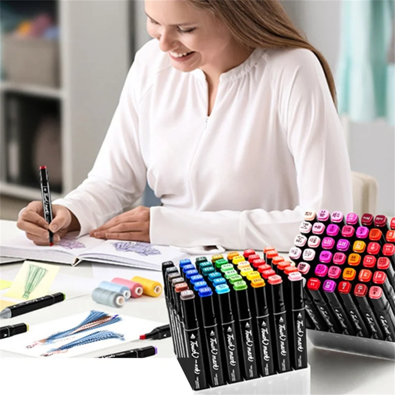 Dual Tip Marker Set 60 Colors Art Pens Drawing Markers for Students  /  Artists  /  Sketching  /  Illustration
