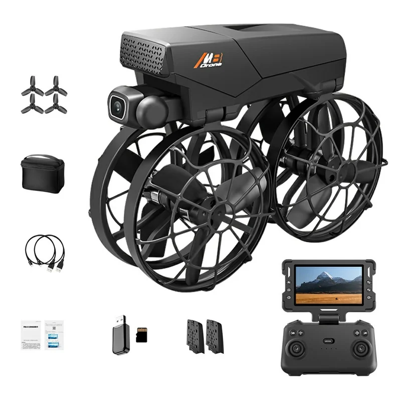 M8 Dual Camera HD Aerial Photography Foldable Drone Obstacle Avoidance WiFi FPV Aircraft with Screen Controller, with 2 Batteries