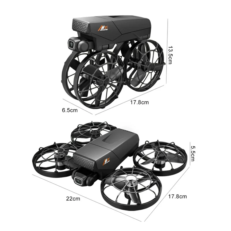 M8 Dual Camera HD Aerial Photography Foldable Drone Obstacle Avoidance WiFi FPV Aircraft with Screen Controller, with 2 Batteries