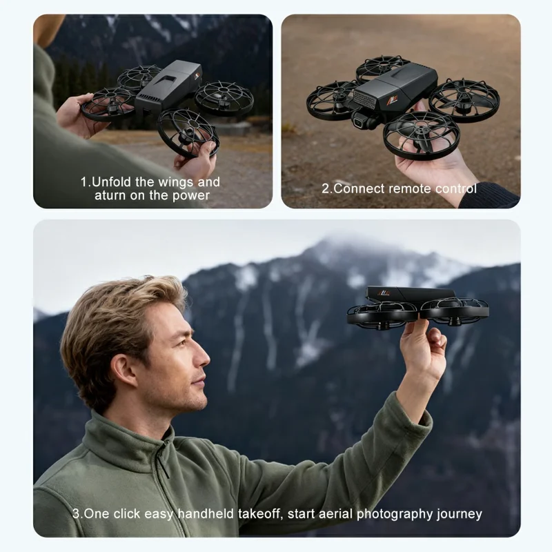 M8 Dual Camera HD Aerial Photography Foldable Drone Obstacle Avoidance WiFi FPV Aircraft with Screen Controller, with 2 Batteries