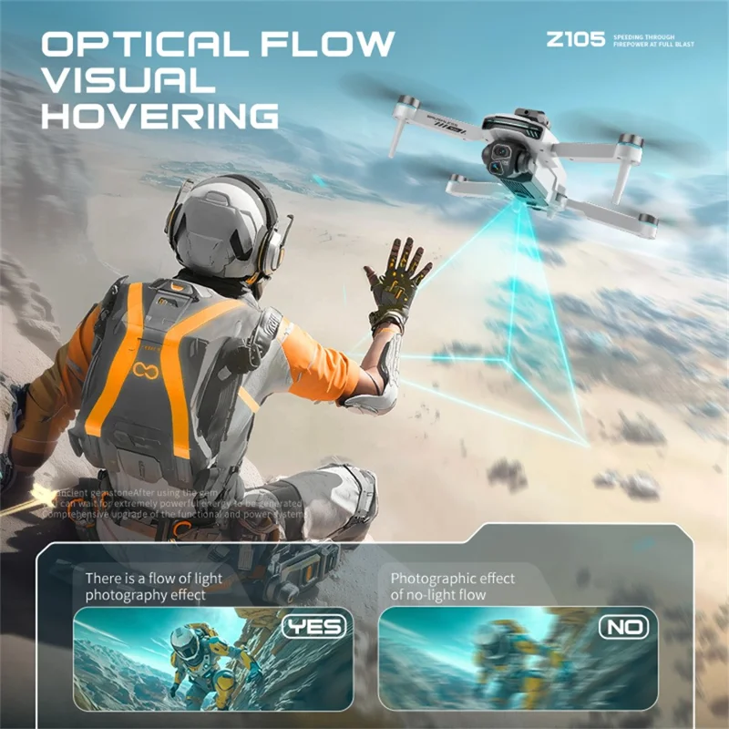 Z105 Dual Camera Smart Obstacle Avoidance Brushless Drone con Schermo Remoto da 4,3 Pollici, con 2 Batterie - Grigio