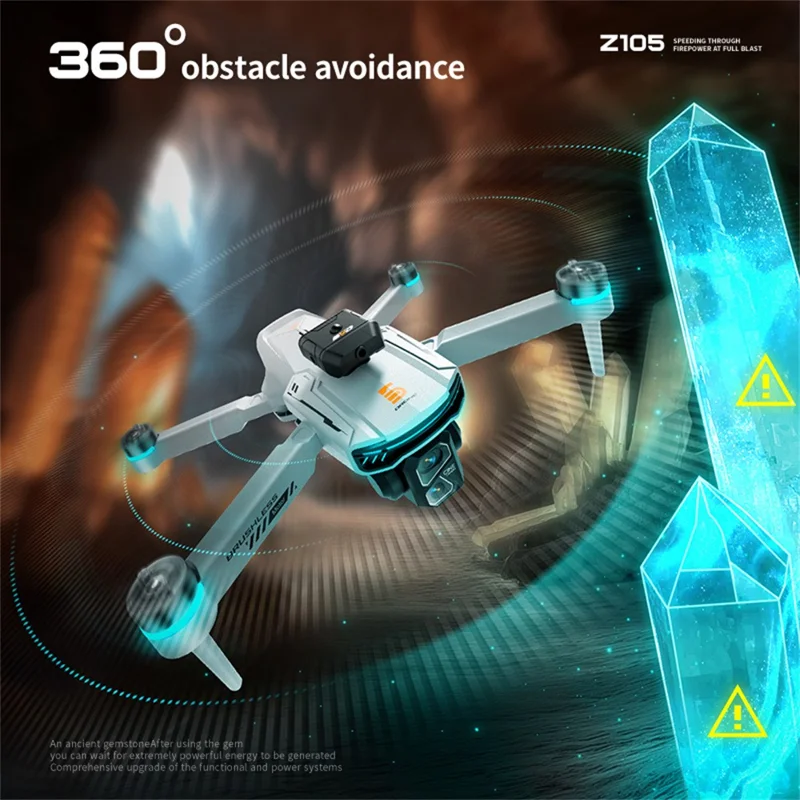 Z105 Dual Camera Smart Obstacle Avoidance Brushless Drone con Schermo Remoto da 4,3 Pollici, con 2 Batterie - Grigio