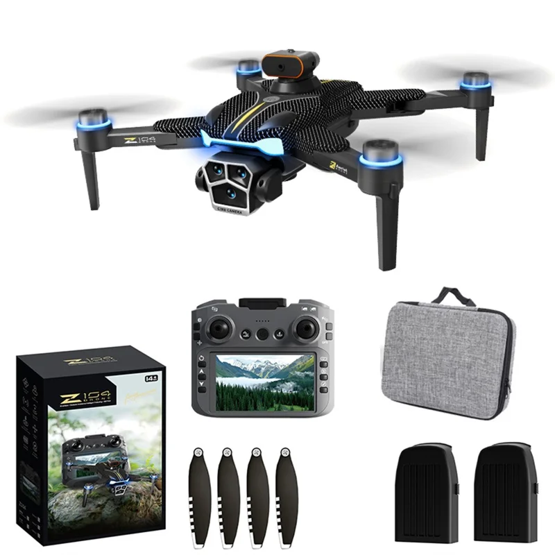 Z104 Drone GPS com Tela Remota de 4,5 Polegadas, Fotografia Aérea HD, Quadricóptero Brushless, com 2 Baterias